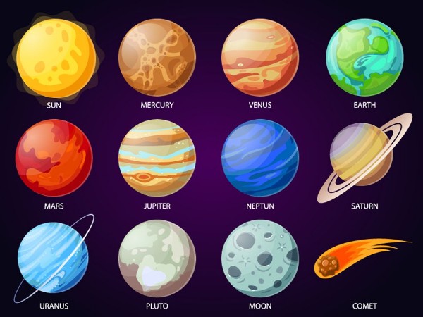 Cartoon Solar System Planets photowallpaper Scandiwall