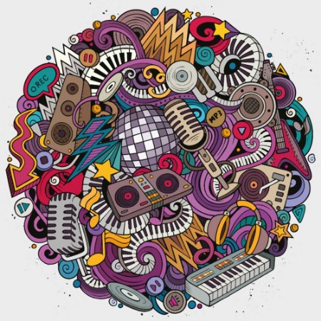 Musical doodle banner II photowallpaper Scandiwall