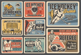 Obrazek Ice hockey retro posters