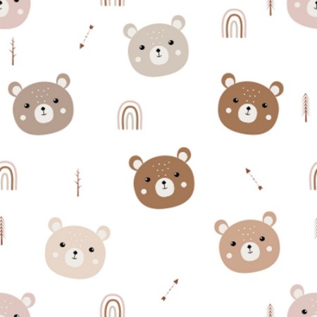 Cute bear faces photowallpaper Scandiwall
