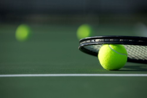 Tennis Ball and Racket II photowallpaper Scandiwall