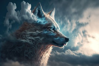 Obrazek Sky wolf in the clouds