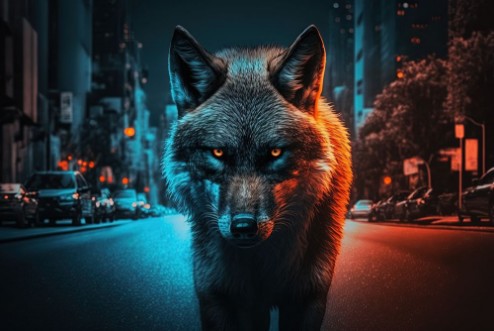 Picture of Angry black wolf