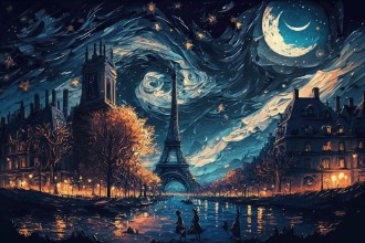 Pilt Starry Night Paris City