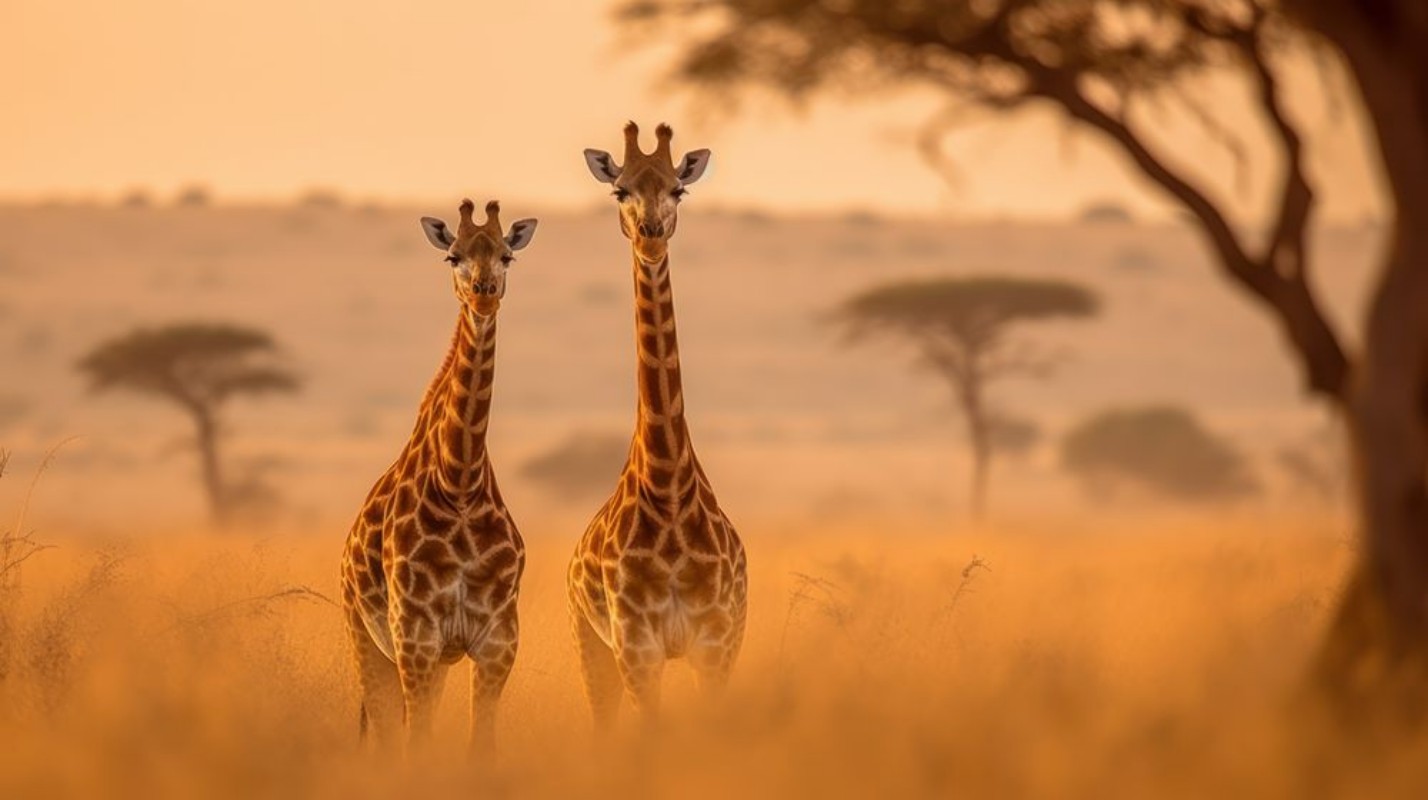 Picture of Pair of giraffes standing in the savannah