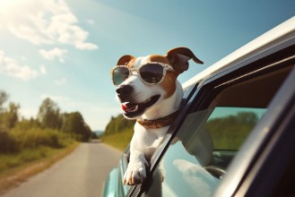 Obrazek Dog looking out of car window