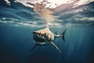 Poza cu Big white shark in the ocean