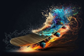 Attēls Skateboard on fire