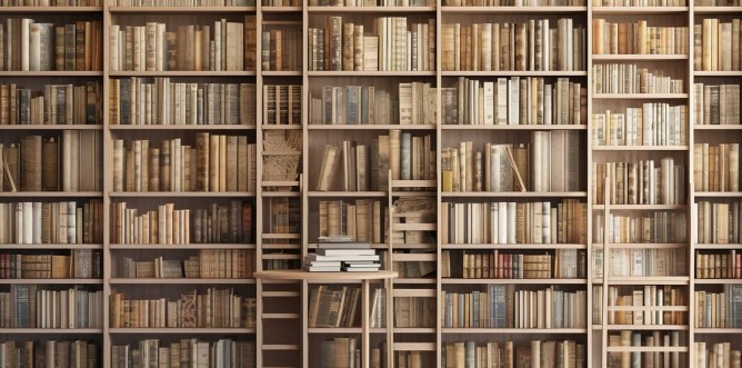 Afbeeldingen van Beige bookshelf