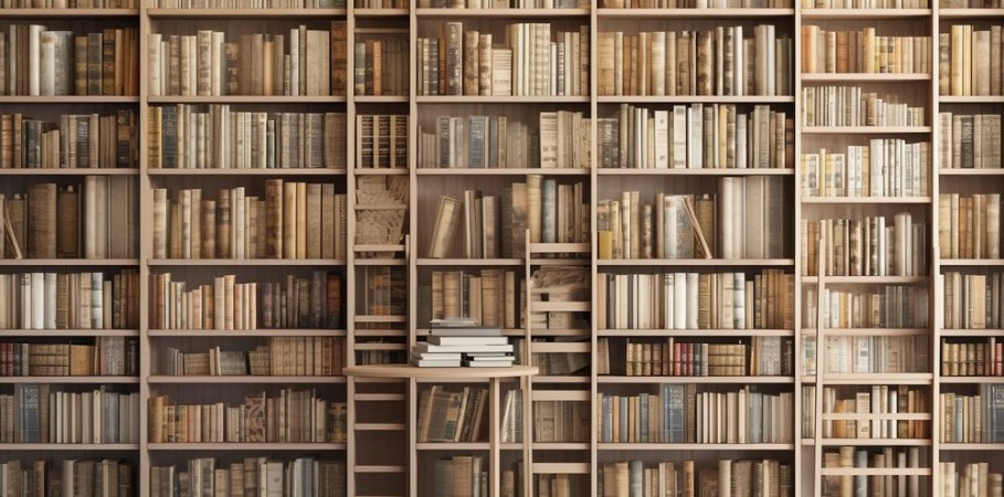 Afbeeldingen van Beige bookshelf
