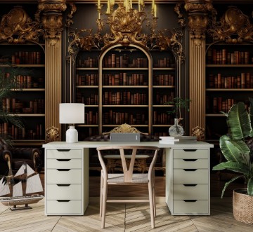 Afbeeldingen van Golden bookshelves