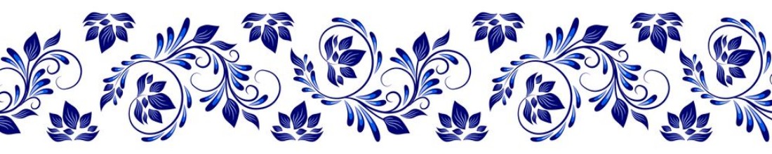 Blue on white floral border paveikslėlis
