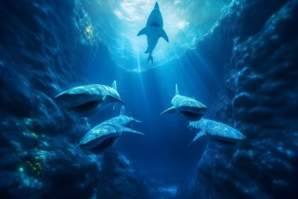 Ritratt ta’ Sharks swim in the deep sea III