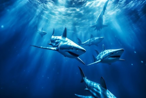 Image de Requins nageant en haute mer