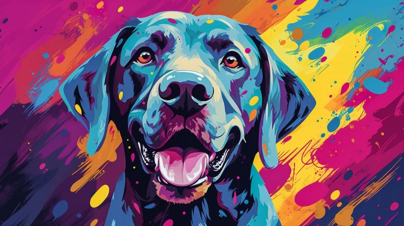 Dog illustration photowallpaper Scandiwall