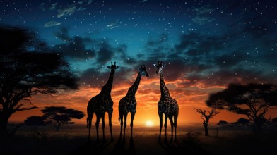 Bild von Giraffes at sunset