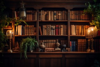 Image de Intricate wooden bookshelf I