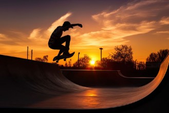 Afbeeldingen van Skatepark bij zonsondergang