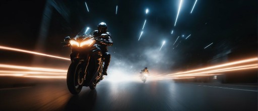 Bild von Motorcycle Rider at Night