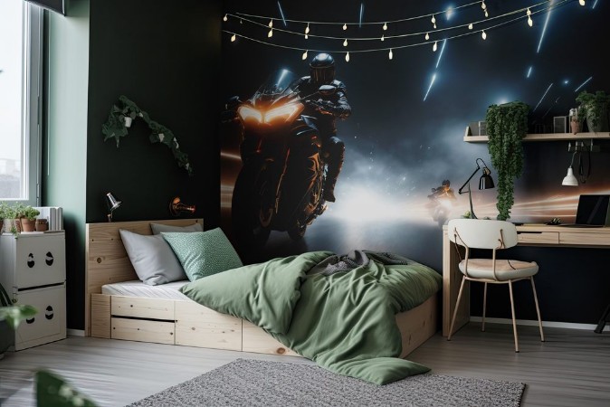 Image de Motorcycle Rider at Night