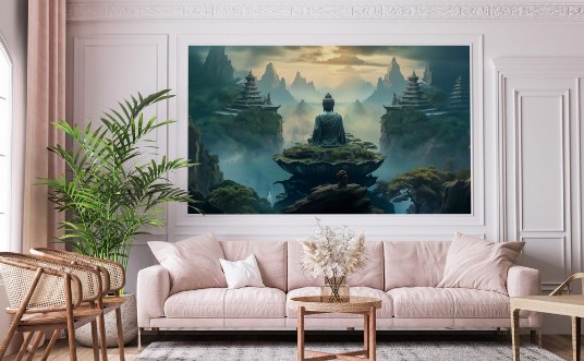 Picture of buddha in colorful vintage