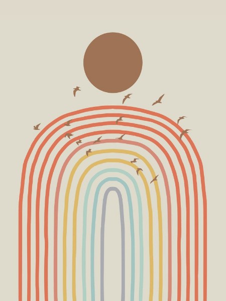 Rainbow Arch and Birds photowallpaper Scandiwall