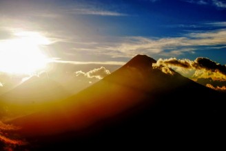 Picture of Central American Volcanos at Sunset