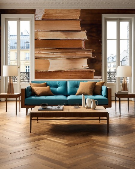 Afbeeldingen van Stack of old books and retro hourglass