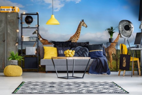 Bild på A herd of giraffes in the African savannah  Serengeti National Park  Tanzania