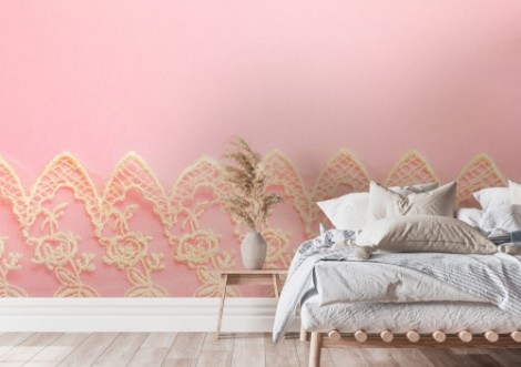 Picture of White Lace on Piank Background