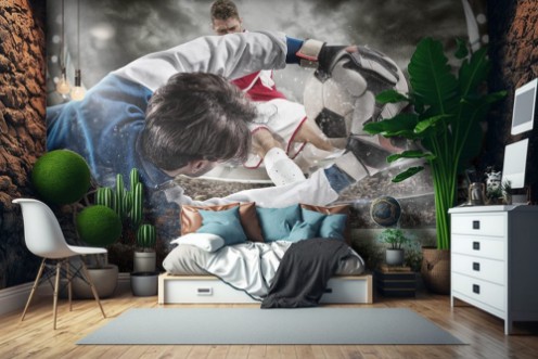 Picture of Goalkeeper catches the ball in the stadium