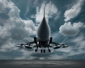 Picture of Military airplane at flying on the speed