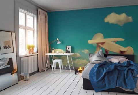 Poza cu Wooden plane flying in the sky