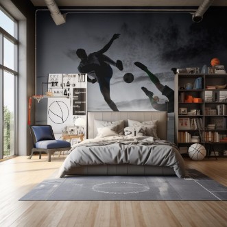 Picture of Silhouettes of two soccer players