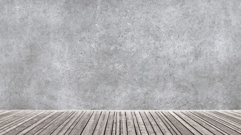 Kép Raum mit Holzboden und Sichtbetonwand 