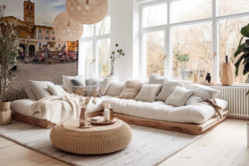 Bild på Basilica di Santa Maria in Trastevere and Piazza di Santa Maria in Trastevere at sunset Rome Italy Trastevere is rione of Rome on west bank of Tiber in Rome Architecture and landmark of Rome