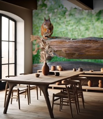 Picture of Squirrel sit on old wooden beam