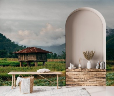 Obrázok z Timber house covered by rusty roof in the local farm