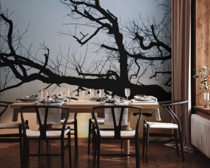 Picture of Tree branch silhouette on dawn sky