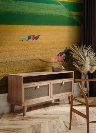 Image de Aerial image of harvest in wheat field