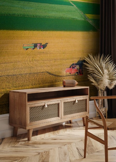 Image de Aerial image of harvest in wheat field