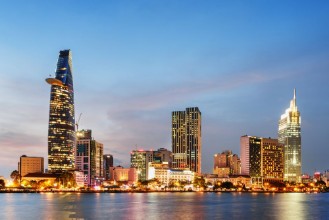 Picture of Ho Chi Minh City skyline at sunset Scenic cityscape