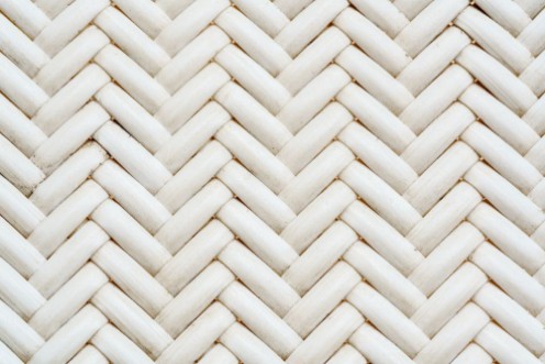 Image de Close up synthetic white rattan weaving the seat of a chair
