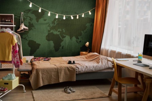 Picture of World Map on Military Army Fabric Texture background