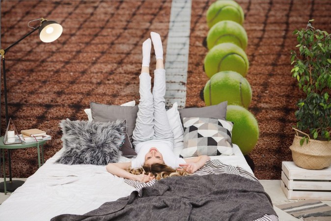 Picture of Tennis court line with balls