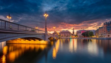 Image de Stockholm Panoramic image of old town Stockholm Sweden during sunset