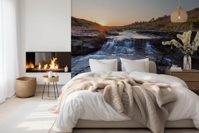 Bild på Small waterfall at sunset