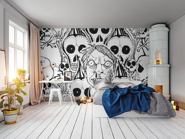 Picture of Skulls zombie Vector seamles pattern