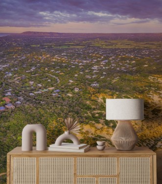 Picture of Aerial panorama of Mornington Peninsula suburban areas near Rye at sunset Melbourne Australia