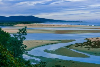 Picture of Beautiful ocean beach at low tide Mallacoota town Victoria Australia